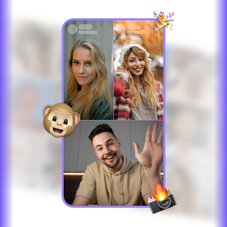 Monkey App random video chat preview showing people meeting new friends online